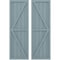Ekena Millwork Americraft 5-Board Wood 2 Equal Panel Frmd Board-n-Batten Shutters w/Dbl Z-Bar, ARW102BF518X77SBH, PR ARW102BF518X77SBH - alternate 1